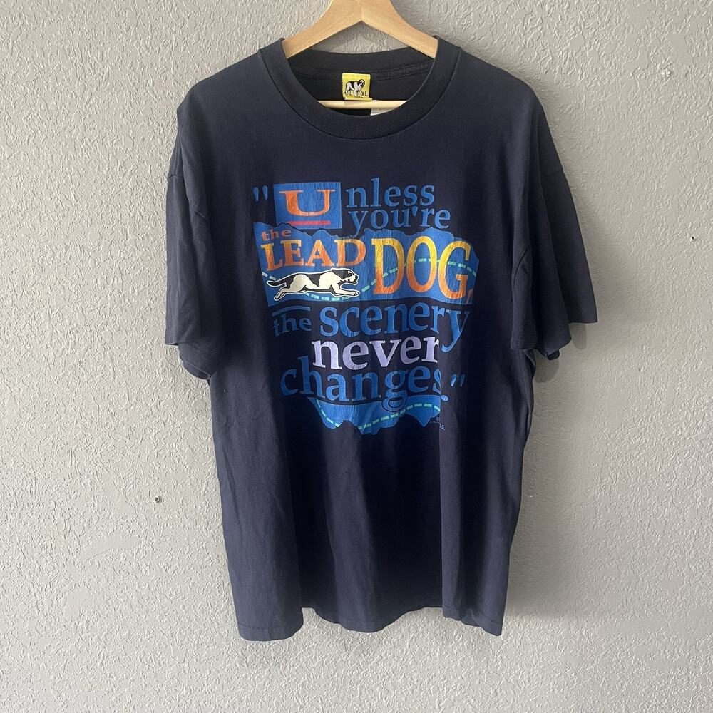 Vintage 1996 Blue Big Dogs Tshirt Men XL Single Stitch Short Sleeve Graphic Tee